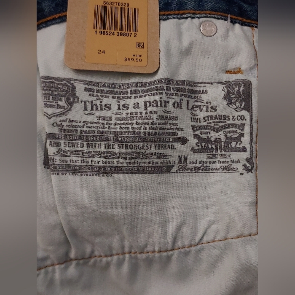 Levi's 501 Distressed Denim Shorts Womens W24 Ripped Frayed Hem Blue Jean Jorts - Picture 6 of 16